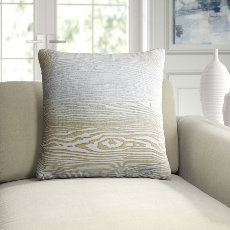  Woodgrain Velvet Throw Pillow Color: Nickel, Size: 18'' x 18'' - Image 0
