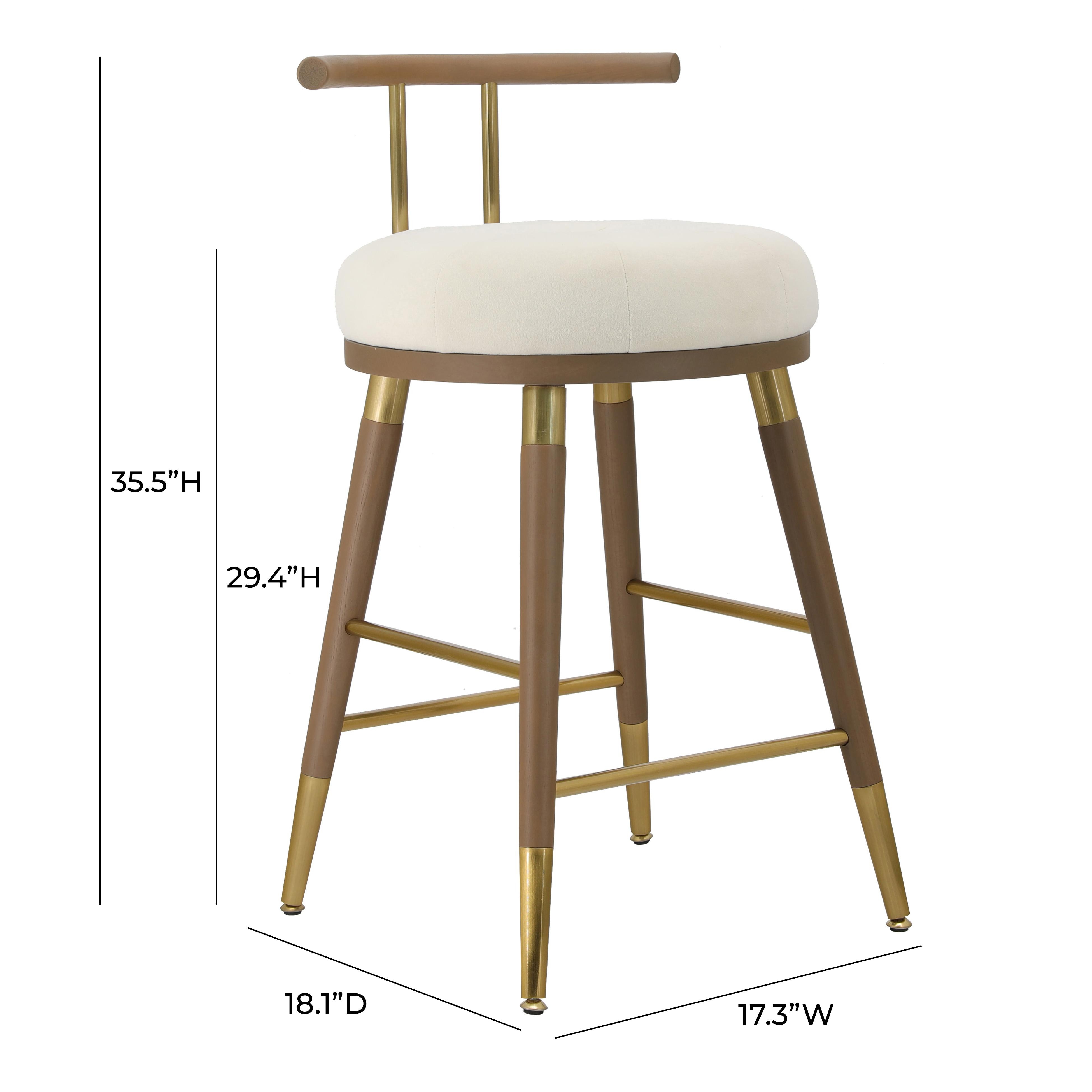 Juniper Cream Velvet Barstool - Image 4