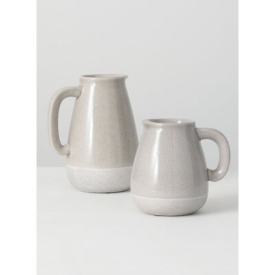 2 Piece Byrnes Gray Ceramic Table Vase Set - Image 0