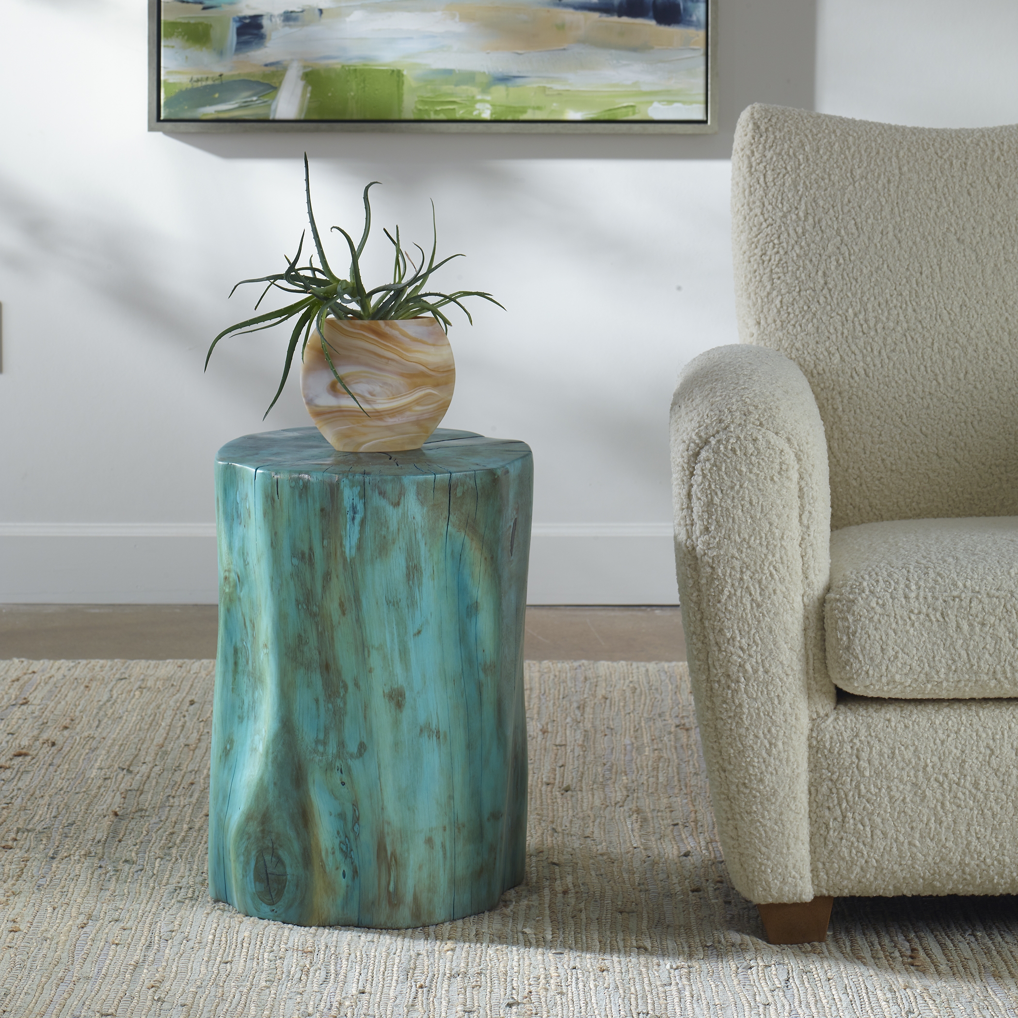 Habitat Blue Accent Stool - Image 1