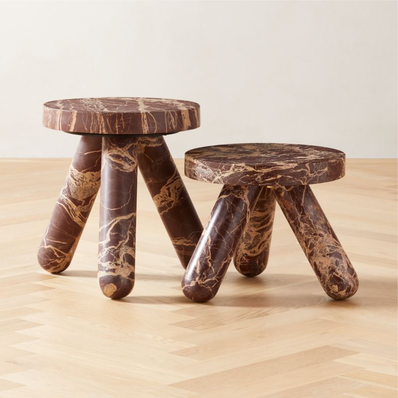 Jaxx Round Red Marble Side Table Tall - Image 1