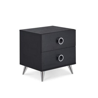 Bedside Table, Black Bedside Table With Drawers, Side Table With Storage Shelf - Image 0