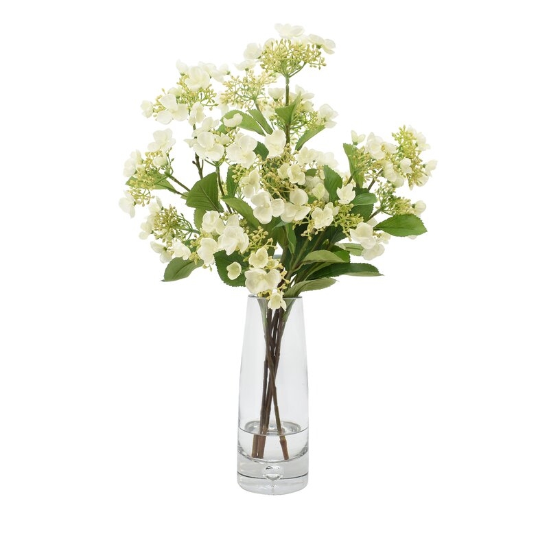 Viburnum Floral Arrangements in Vase Size: 24" H x 17" W x 17" D, Flower Color: White - Image 0