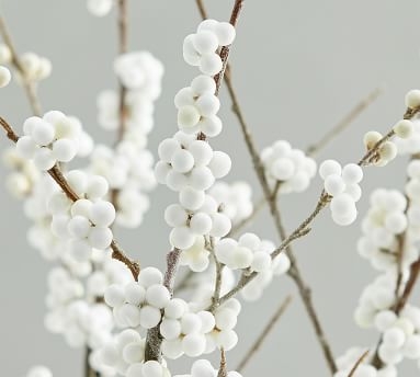 Faux Berry Branch, Single, White - Image 1