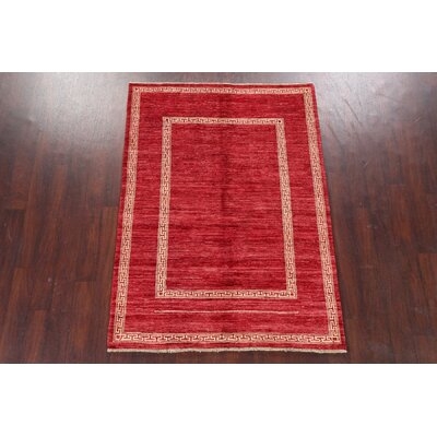 Geometric Gabbeh Persian Design Area Rug Hand-Knotted 5X6 - Image 0