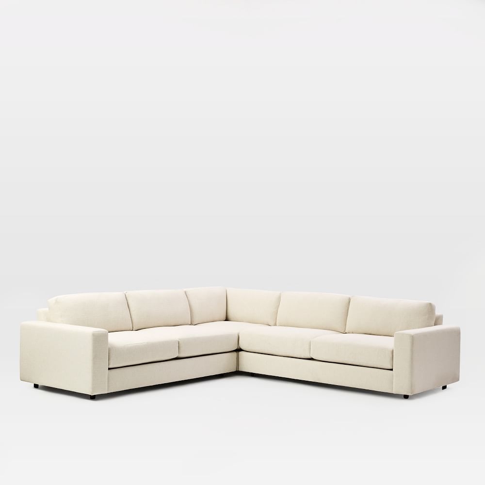Urban 116" 3-Piece L-Shaped Sectional, Performance Basketweave, Alabaster, Poly-Fill - Image 0