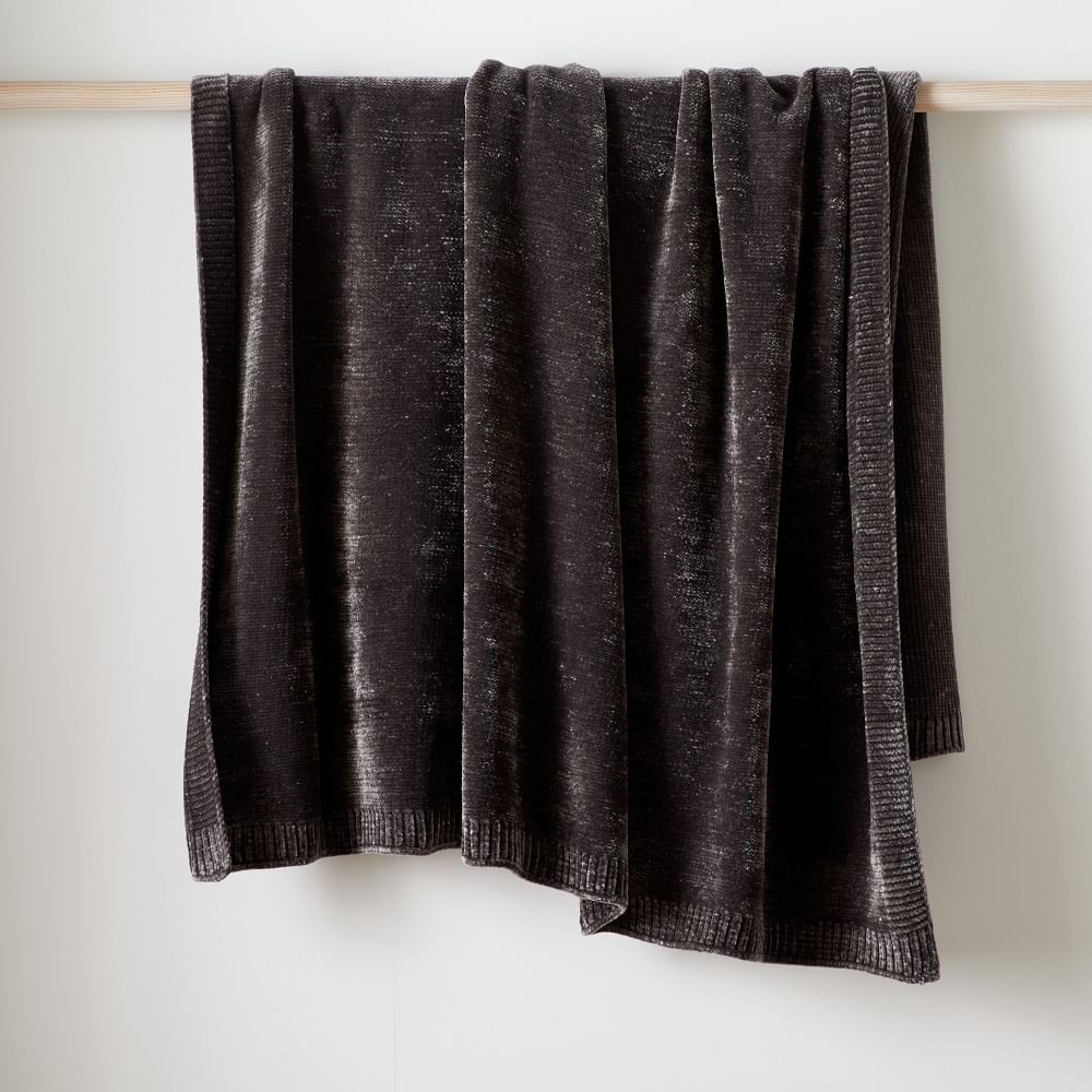 Luxe Chenille Throw, Gray - Image 0