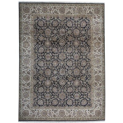 One-of-a-Kind Kingsbury Hand-Knotted Black / Ivory 9'1" x 12'2" Wool Area Rug - Image 0