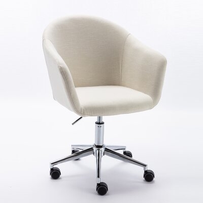 Modern Cute Desk Chair, Home Office Desk Task Linen Home Computer Chair With Mid-Back Modern Adjustable Swivel Chair Linen Chair With Wheels - Image 0