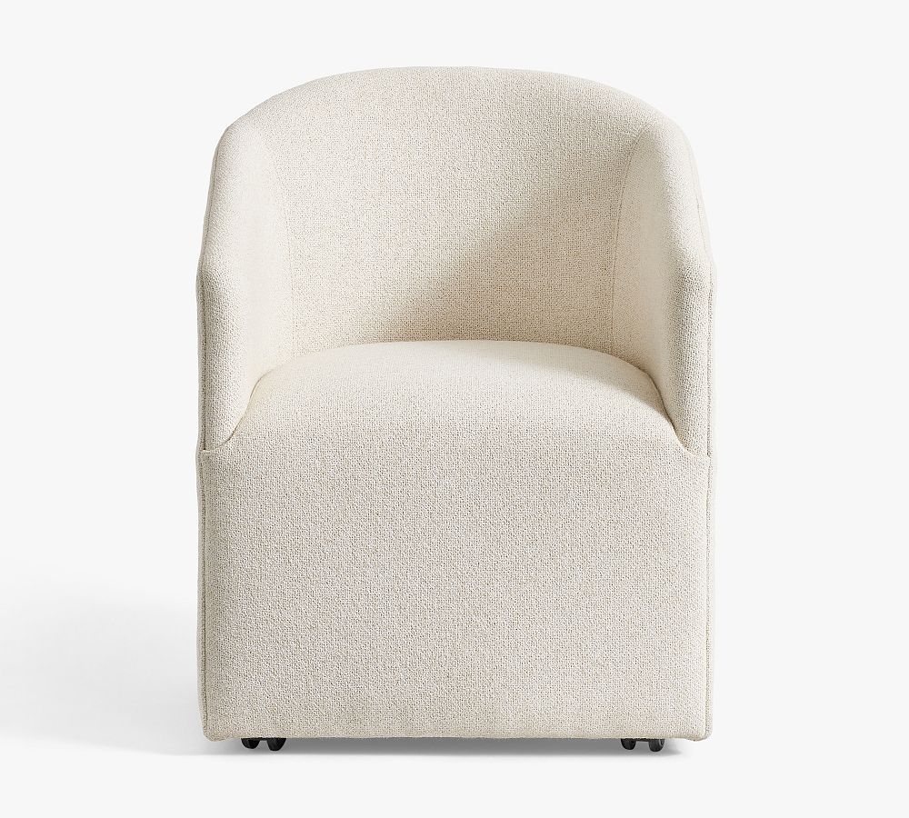 Baldwin Upholstered Barrel Back Dining Armchair, Performance Boucle Pebble - Image 0