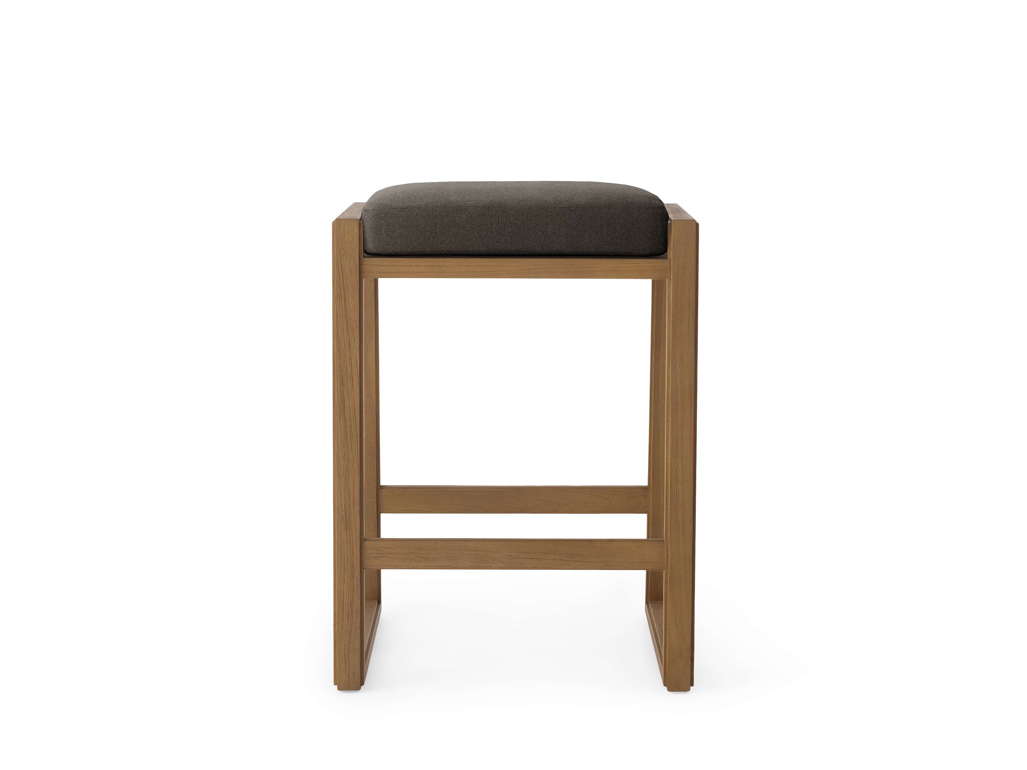 Canyon Outdoor Backless Barstool Teak in Natural  Rosemount Bark/Weathered Fawn - Image 0