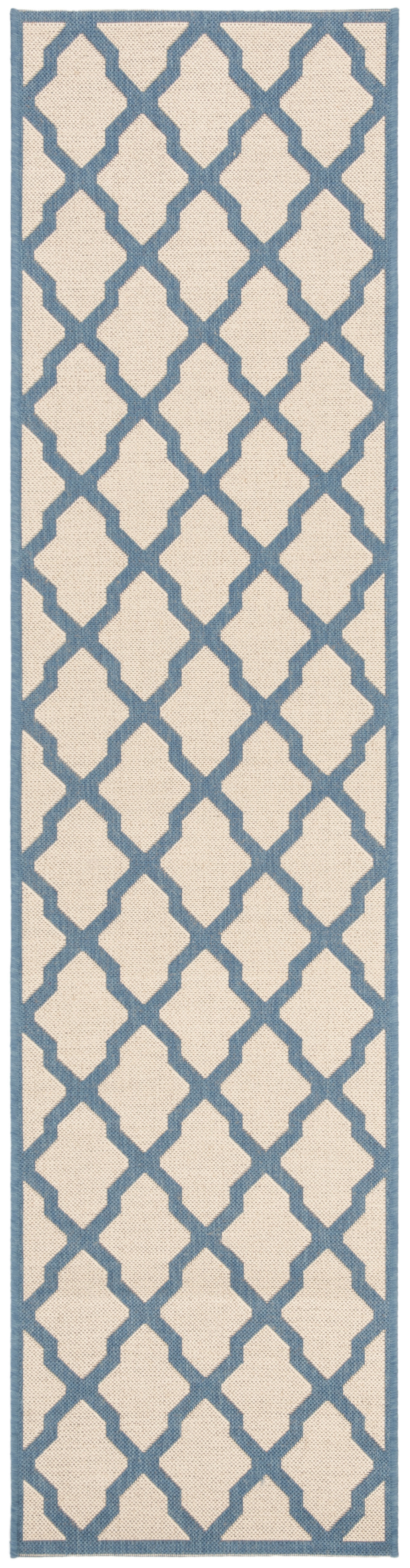 Arlo Home Indoor/Outdoor Woven Area Rug, LND122N, Cream/Blue,  2' X 8' - Image 0