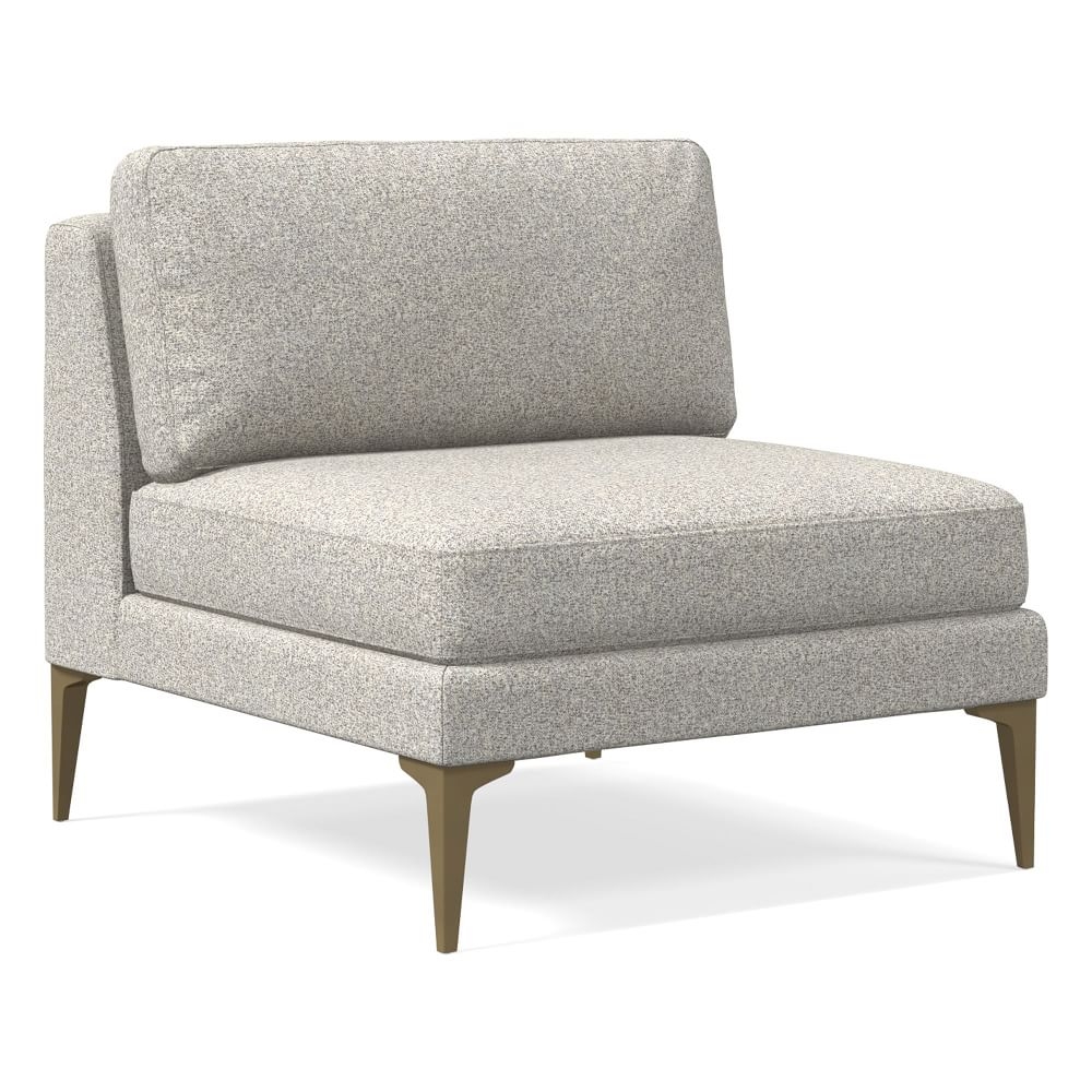 Andes Petite Armless 1 Seater, Poly, Chenille Tweed, Storm Gray, Blackened Brass - Image 0