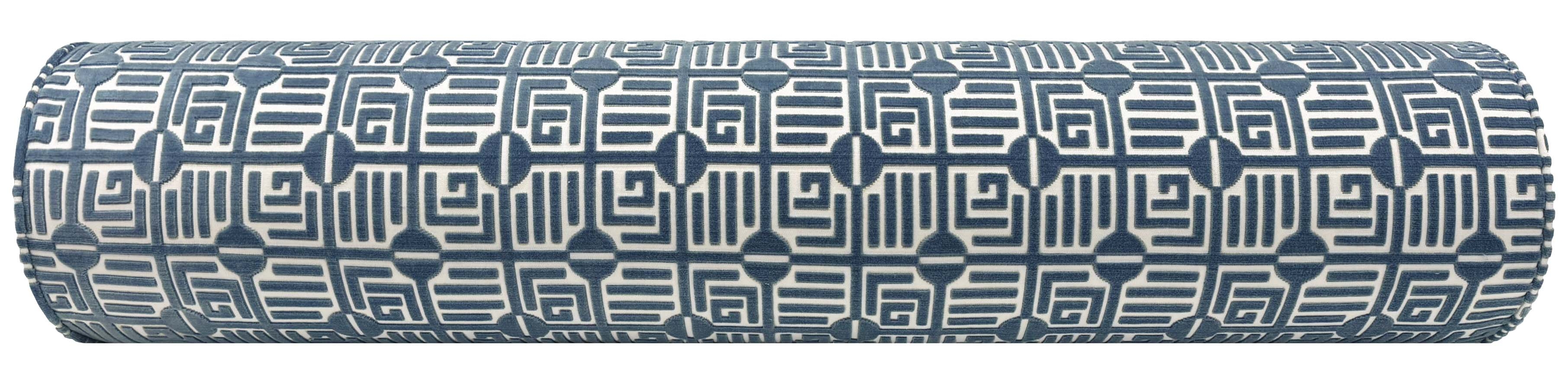 THE BOLSTER :: LABYRINTH VELVET // NAVY | THIBAUT - TWIN // 9" X 24" - Image 2