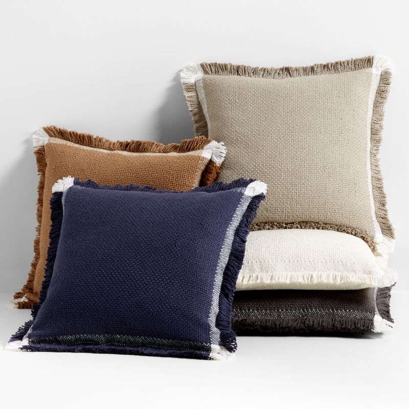 Weekend Deep Indigo Blue Organic Cotton 23x23 Throw Pillow with Feather Insert - Image 3