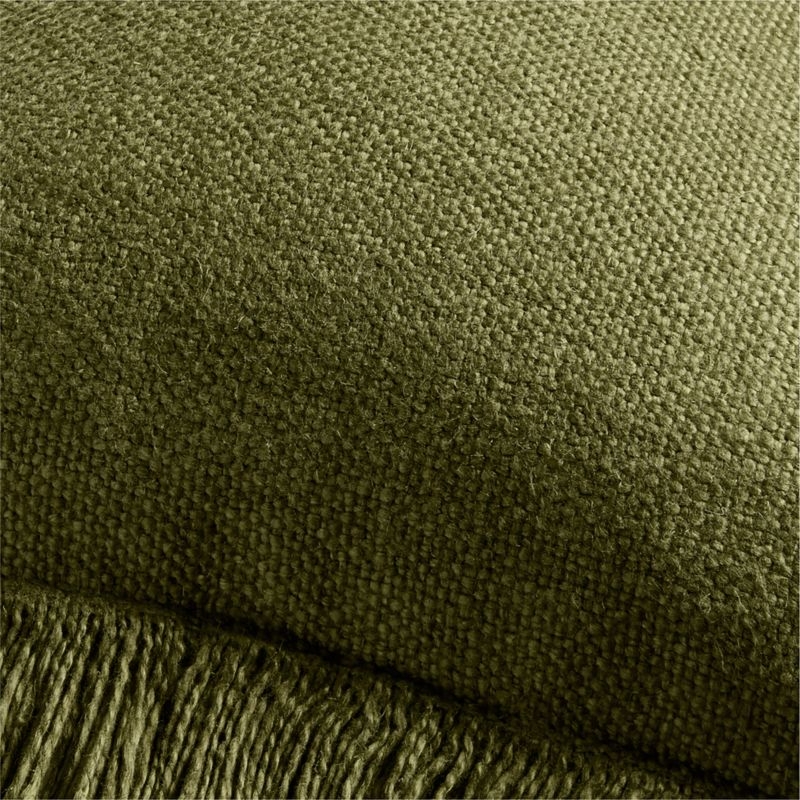 Casual Textured Fringe 24x16 Cyprus Green Throw Pillow with Feather Insert - Image 3