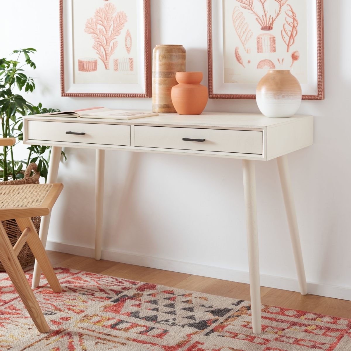 O'Dwyer 2 Drawer Desk - Distrssed White - Safavieh - Image 1