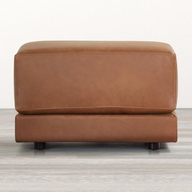 Gather Deep Leather Ottoman - Image 0