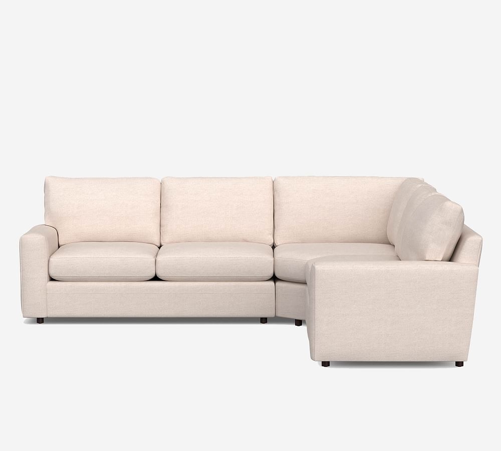 Pearce Modern Square Arm Upholstered 3-Piece L-Shaped Wedge Sectional, Down Blend Wrapped Cushions, Park Weave Ash - Image 0