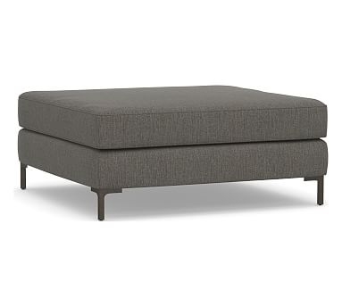 Jake Upholstered Sectional Ottoman with Bronze Legs, Polyester Wrapped Cushions, Chenille Basketweave Charcoal - Image 0