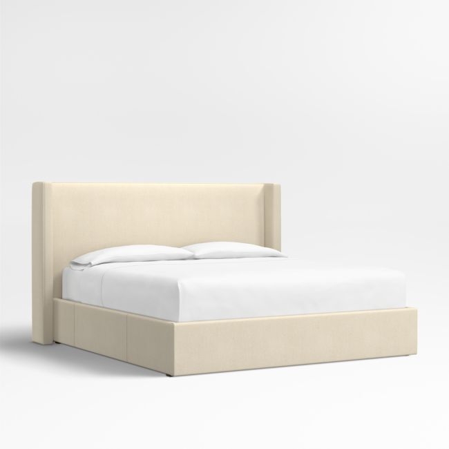 Arden 52" Ivory Upholstered King Headboard with Storage Bed Base - Image 0