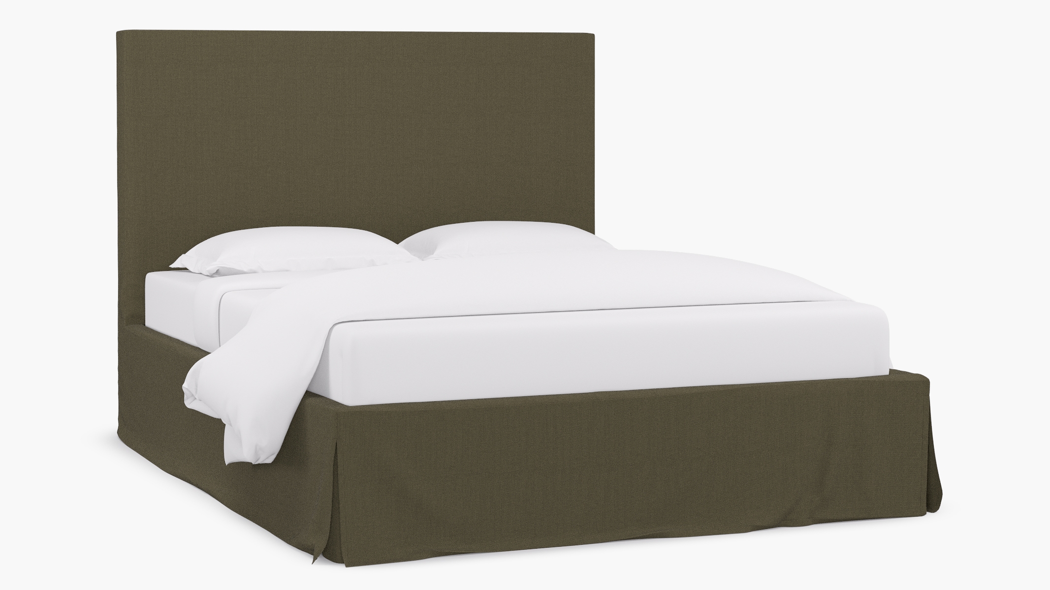 Slipcovered Bed, Olive Everyday Linen, Queen - Image 0