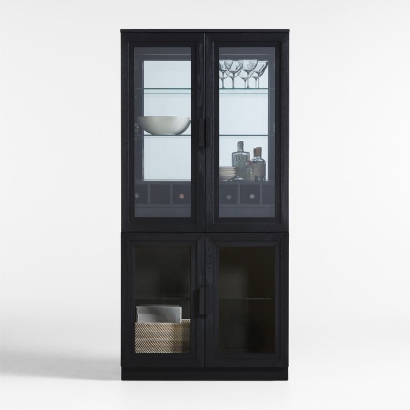 Calypso 36" Black Glass-Door Bar Cabinet - Image 1