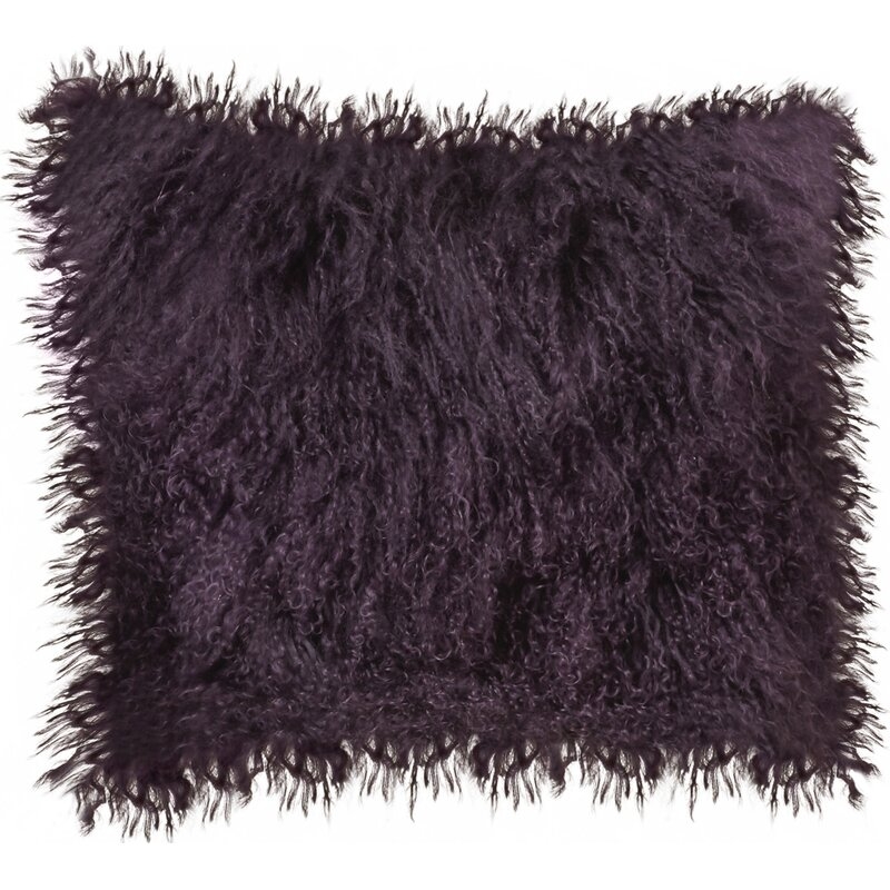 Lamb Fur Wool Throw Pillow Color: Purple - Image 0