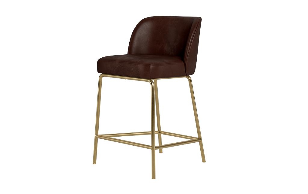 Graham Leather Metal Framed Upholstered Counter Stool - Image 2