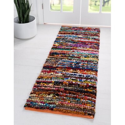 Runner Dieman Abstract Hand-Made Braided Cotton Multicolor Area Rug - Image 0