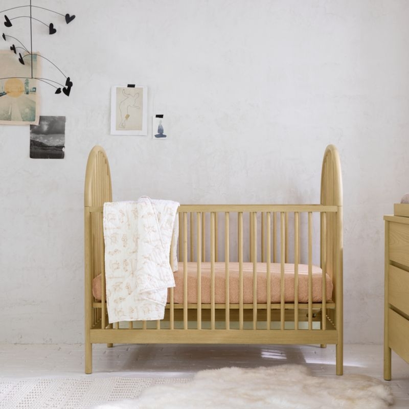 Canyon Natural Spindle Wood Convertible Baby Crib with Toddler Bed Rail by Leanne Ford - Image 3