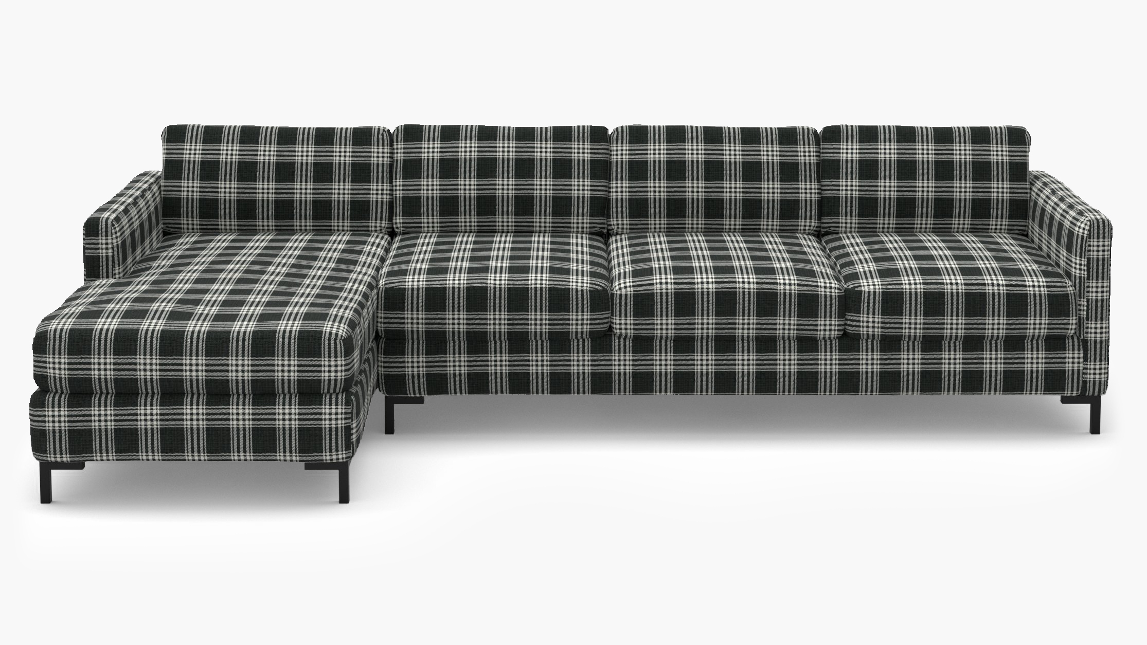 Modern Sectional, Left Facing, Barnegat Plaid, Bronze L Leg - Image 0