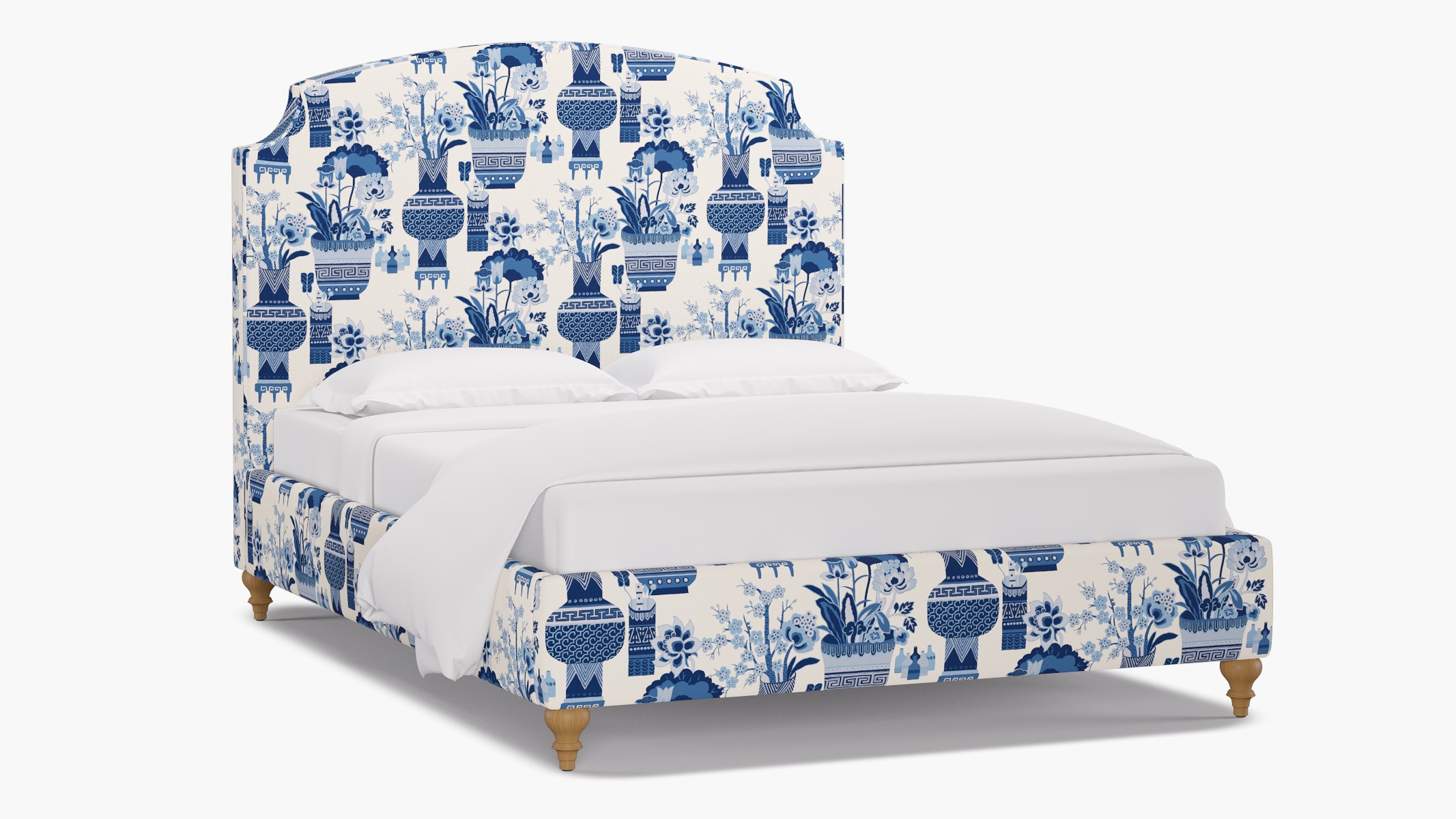 Cove Bed, Delft Kan-Shie, Natural Traditional Turned Leg, Queen - Image 1