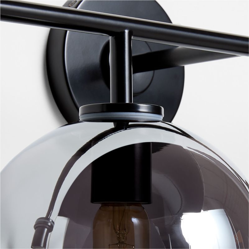 Arren Black 4-Light Wall Sconce Light with Silver Glass Round Shade - Image 3