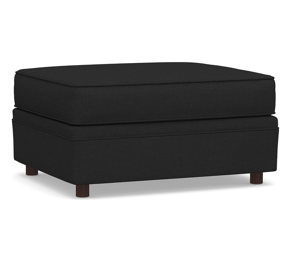 Pearce Upholstered Sectional Ottoman, Down Blend Wrapped Cushions, Textured Basketweave Black - Image 0