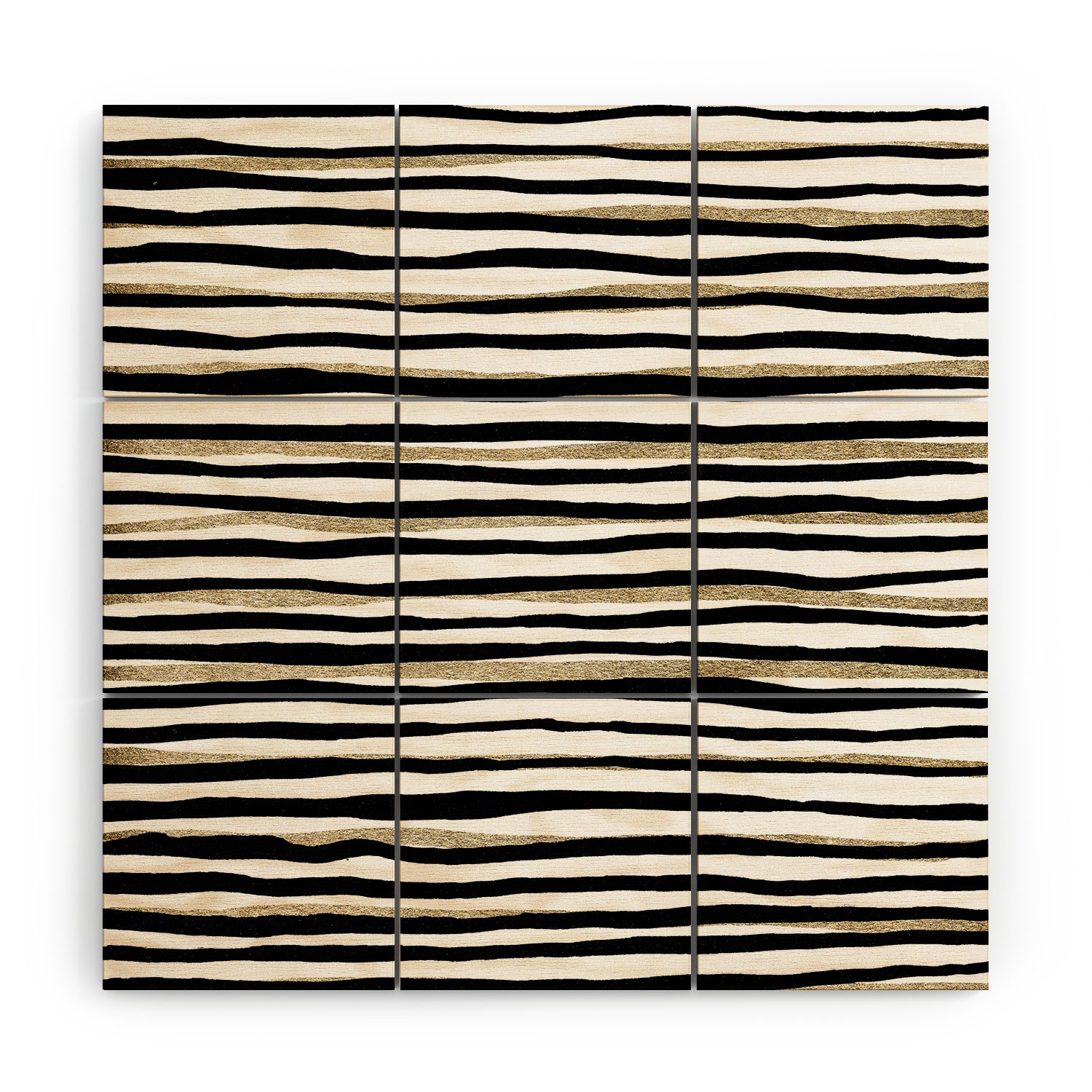 Black And Gold Stripes by Georgiana Paraschiv - Wood Wall Mural3' X 3' (Nine 12" Wood Squares) - Image 3