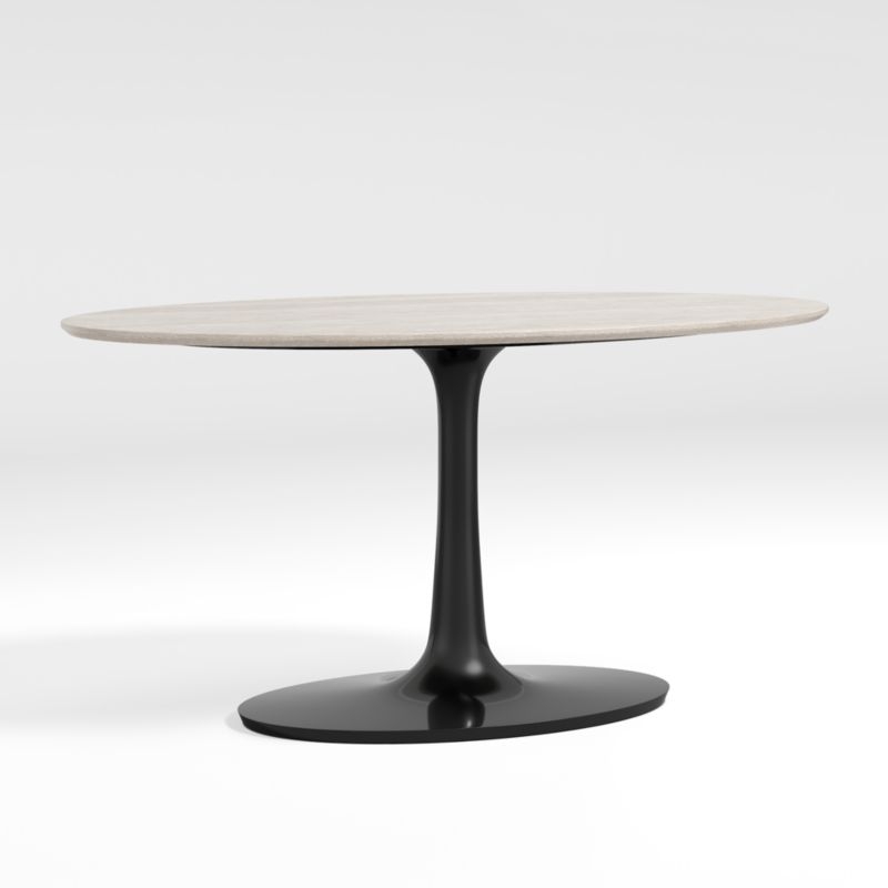Nero Oval Brown Marble Dining Table with Bronze Base - Image 1