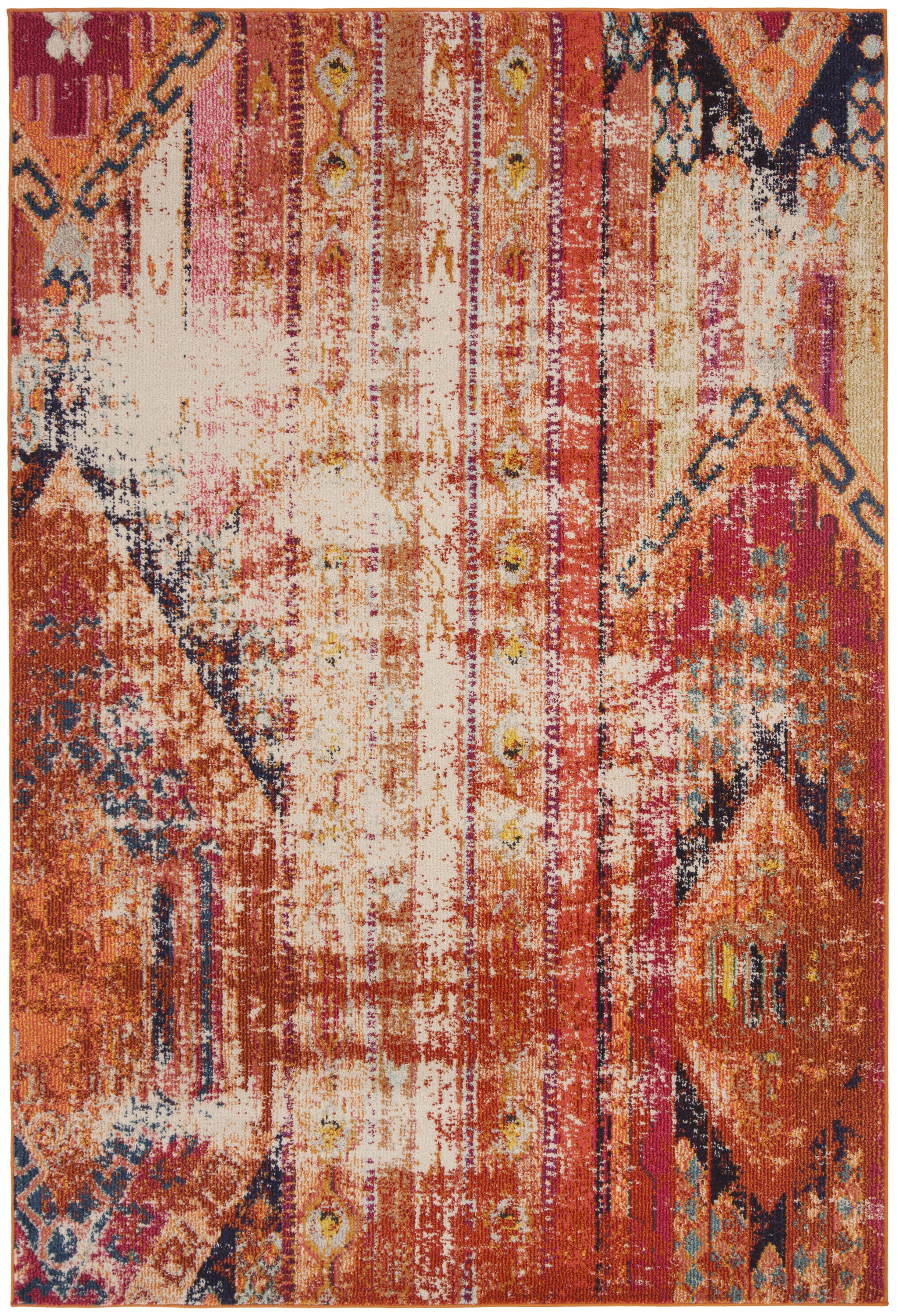 Arlo Home Woven Area Rug, MNC222H, Orange/Multi,  5' 1" X 7' 7" - Image 0