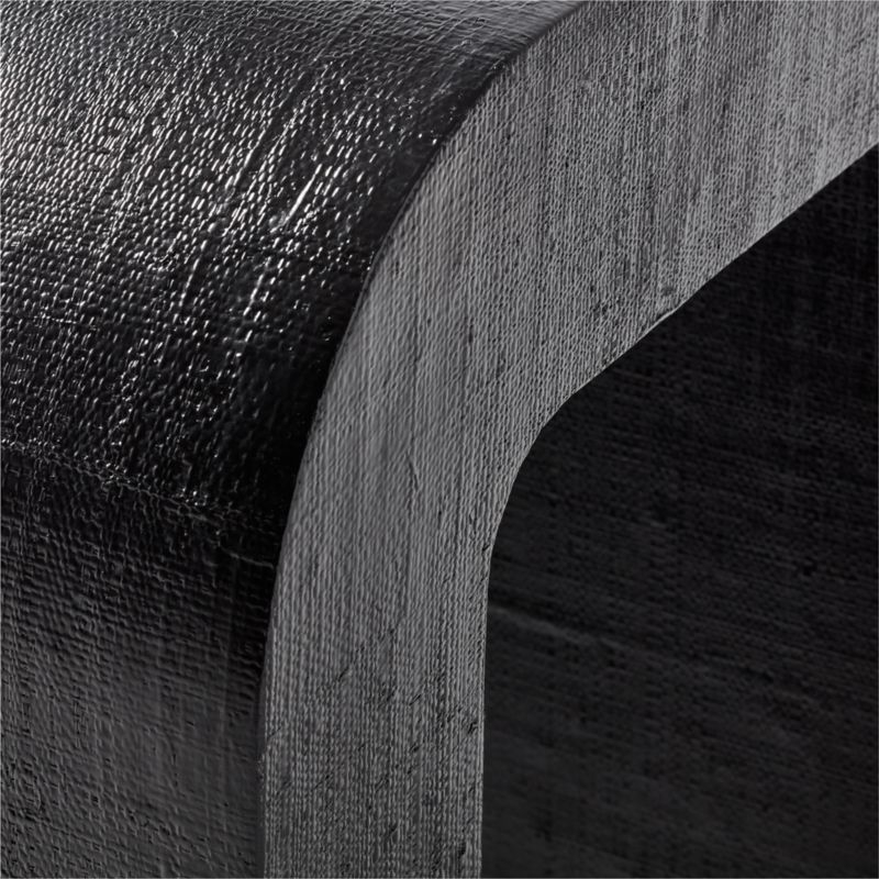 Horseshoe Black Lacquered Linen Side Table - Image 4