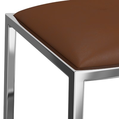 Dessau Backless Counter Stool, Milano Leather, Grey, Antique Brass - Image 5