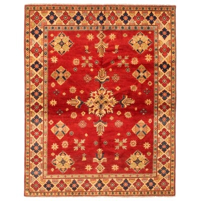 One-of-a-Kind Gulzat Hand-Knotted New Age 5'3" x 6'9" Wool Area Rug in Red - Image 0