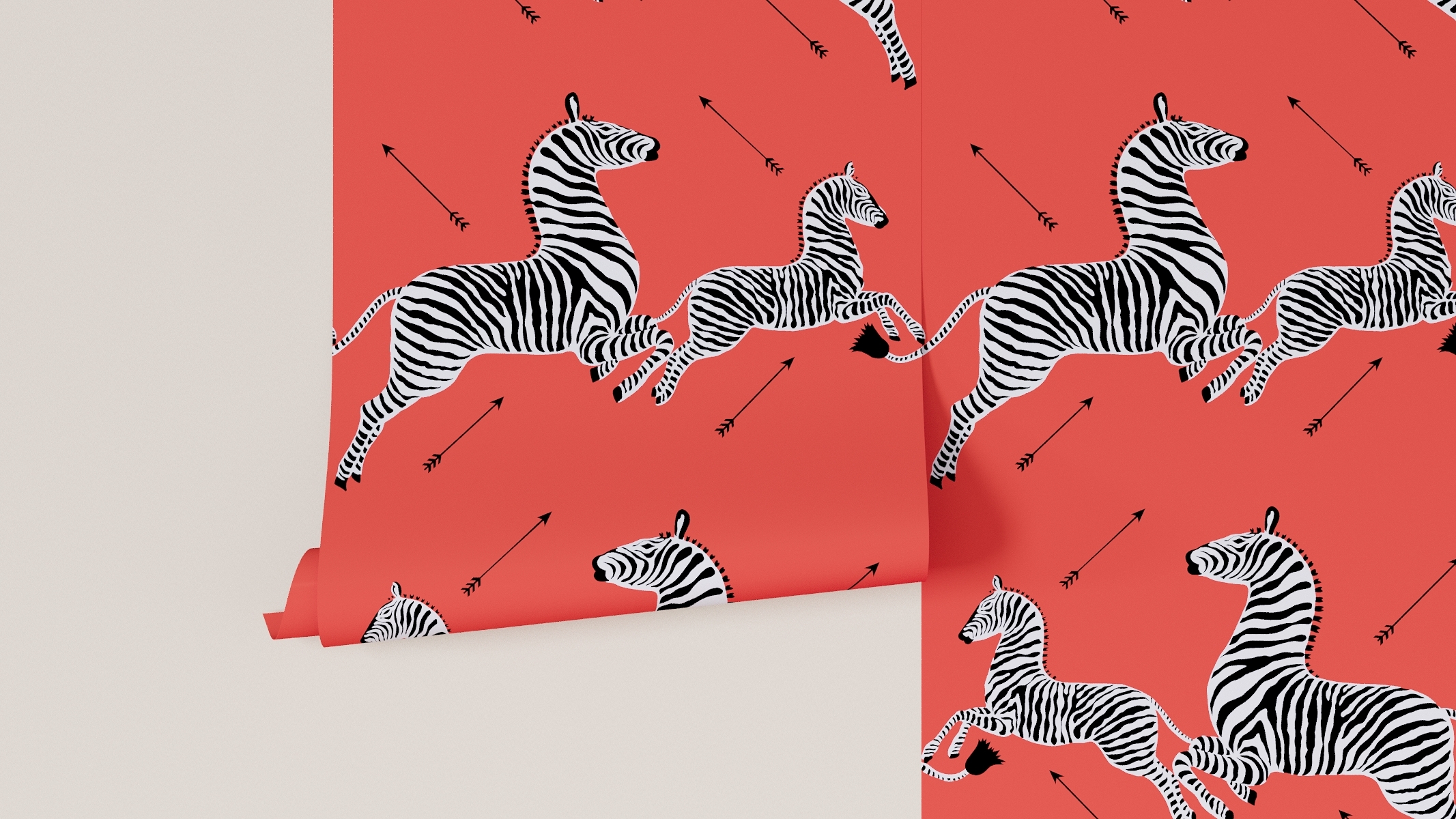 Scalamandre Peel and Stick Wallpaper, Coral Zebra - Image 3