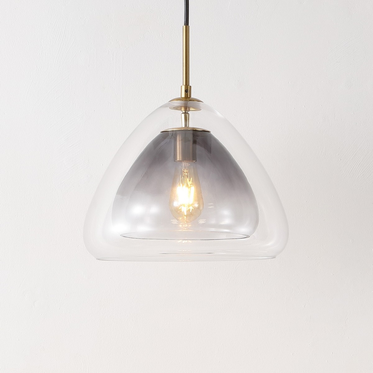 Eclipse 17" Pendant - Smoke Grey / Brass - Safavieh - Image 3