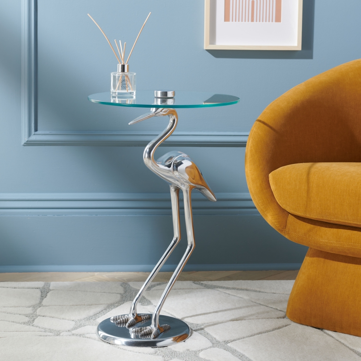 Tori Crane Base Accent Table - Silver / Glass - Safavieh - Image 1