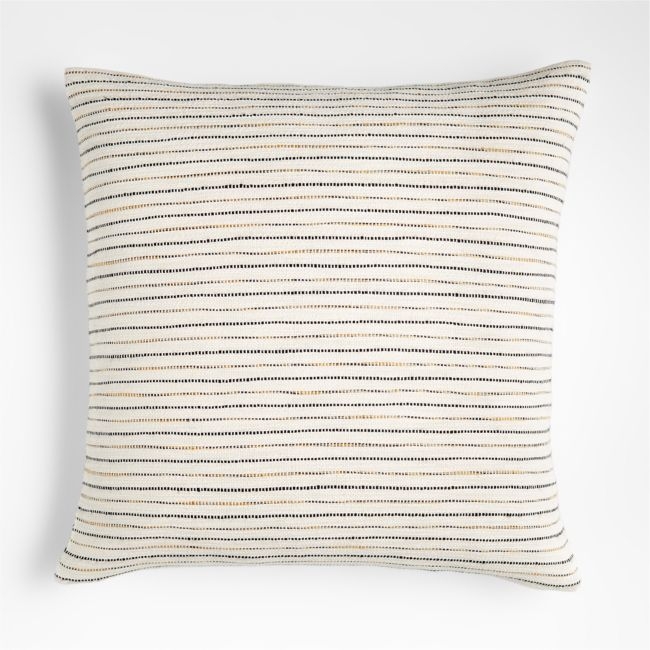 Dellana 23"x23" Striped Natural Square Throw Pillow Cover with Feather Insert - Image 0