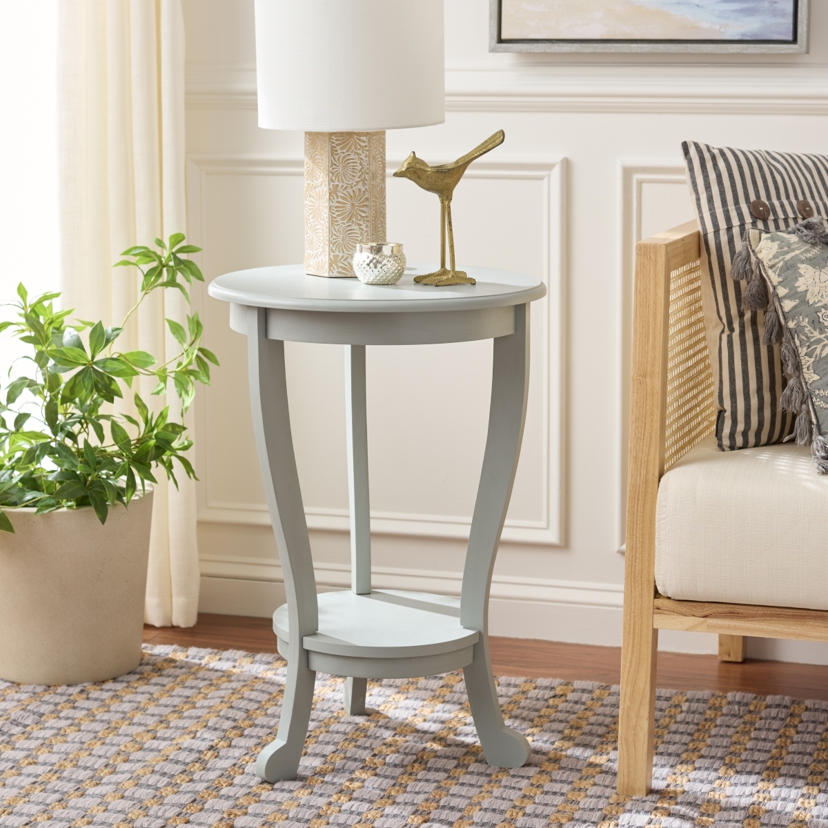 Mary Pedestal Table - Robins Egg Blue - Image 1