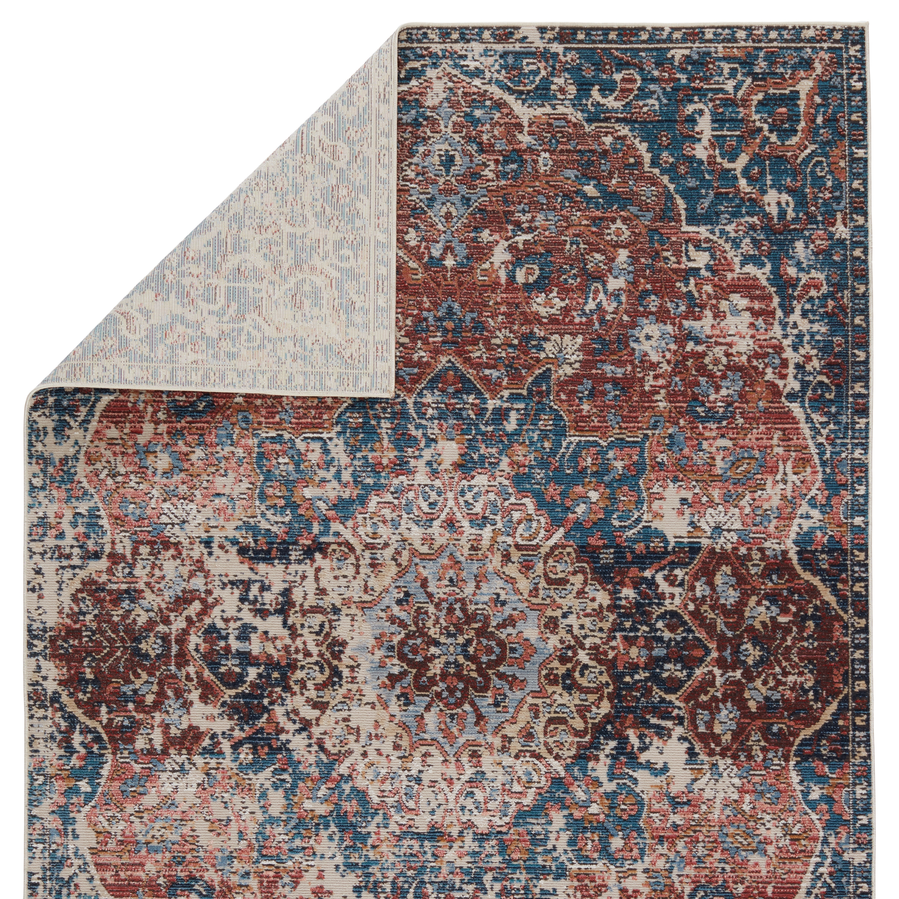 Vibe by Akela Indoor/ Outdoor Medallion Blue/ Rust Area Rug (5'X7'3") - Image 2