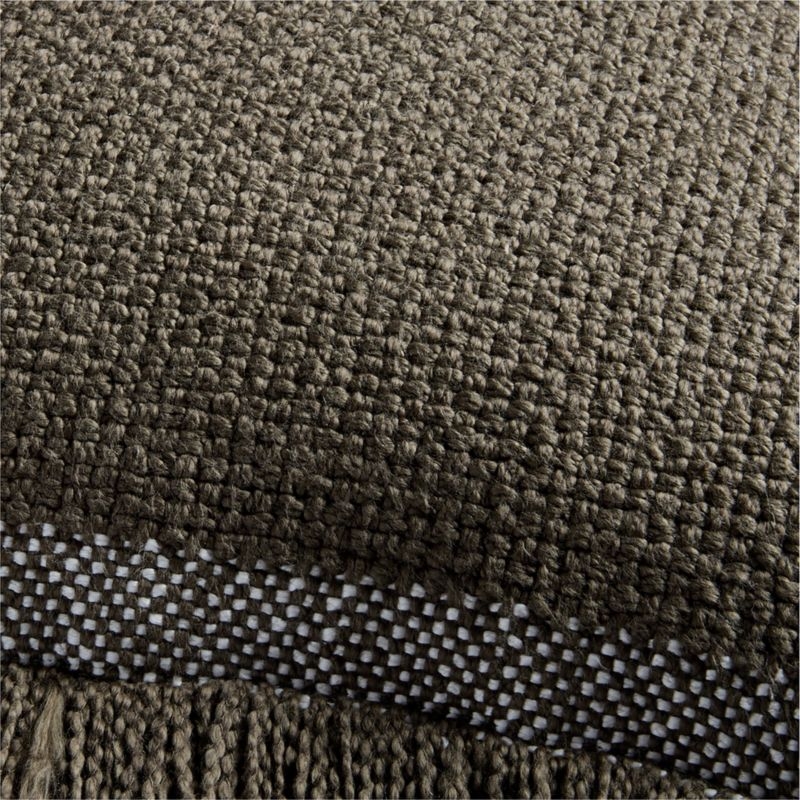 Weekend Burnt Green Organic Cotton 23x23 Throw Pillow with Feather Insert - Image 2