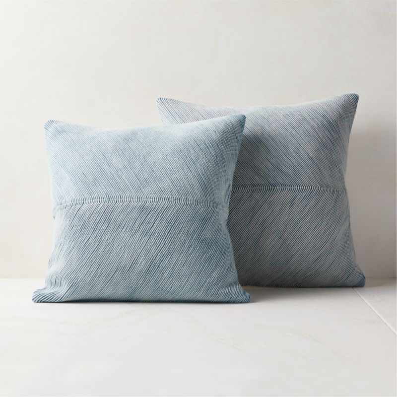 Convey Faded Denim Blue Throw Pillow With Down-Alternative Insert 23" - Image 2