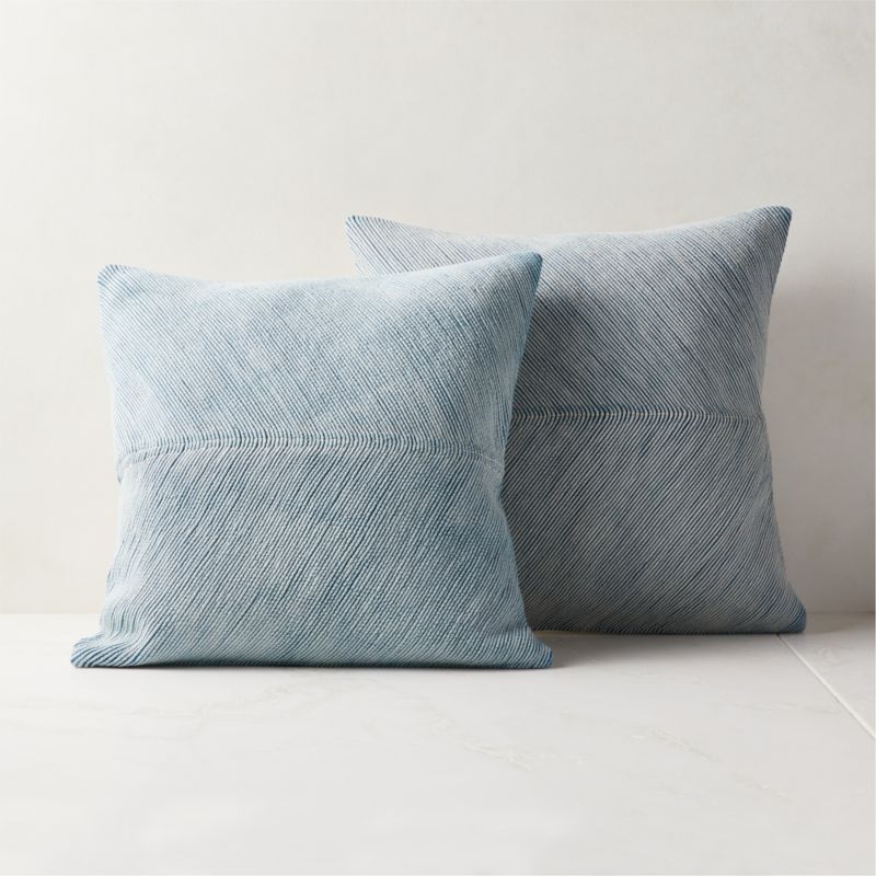 Convey Faded Denim Blue Throw Pillow With Feather-Down Insert 23" - Image 2